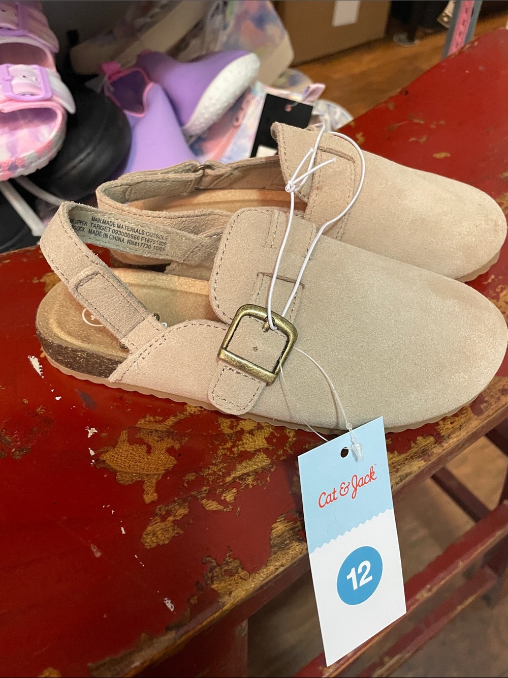 Cat & Jack Beige Slingback Buckle Mules